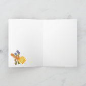 Herfst Bloemen Verjaardagstaart Kaart -Groen BG (Binnen)