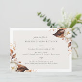 Herfst Bloemen Vriendsgiving Diner Party Kaart (Staand voorkant)