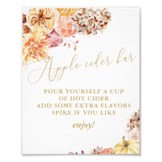 Herfst Bloemen Vrijgezellenfeest Appelcider Foto Afdruk (Voorkant)