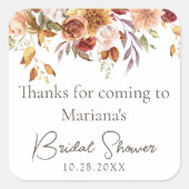 Herfst Bloemen Vrijgezellenfeest Favorieten Vierkante Sticker (Voorkant)