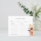 Herfst Bloemen Vrijgezellenfeest Recept Kaart (Staand voorkant)