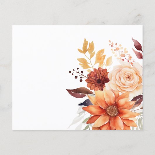 Herfst Bloemen Vrijgezellenfeest Recept Kaart (Achterkant)