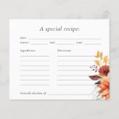 Herfst Bloemen Vrijgezellenfeest Recept Kaart (Voorkant)