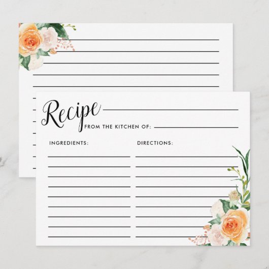 Herfst Bloemen Vrijgezellenfeest Recept Kaart (Voorkant / Achterkant)