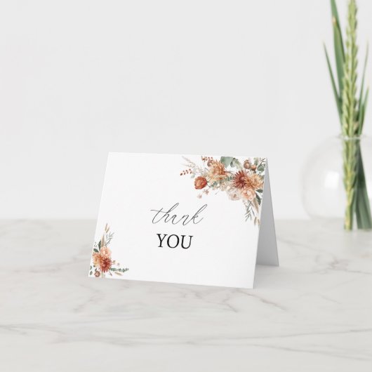 Herfst Bloemen Waterverf Baby shower Dank u Bedankkaart (Voorkant)