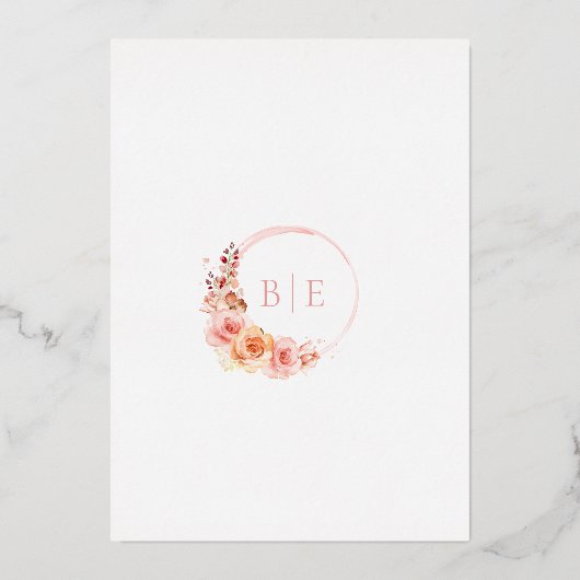 Herfst Bloemen Waterverf Bruiloft Folie Uitnodiging (Achterkant)