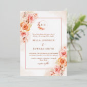 Herfst Bloemen Waterverf Bruiloft Folie Uitnodiging (Staand Voorkant)