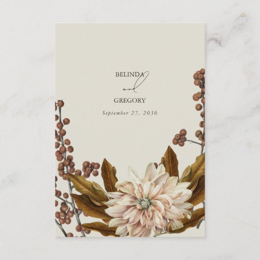 Herfst Bloemen Waterverf Herfst Bruiloft QR Code Informatiekaartje (Achterkant)