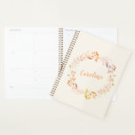 Herfst Bloemen Waterverf krans monogram Planner<br><div class="desc">handbeschilderde waterverf florale kreet in prachtige valkleuren,  gepersonaliseerd met jouw naam.</div>