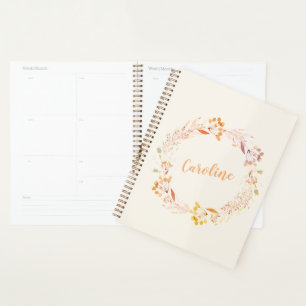 Herfst Bloemen Waterverf krans monogram Planner