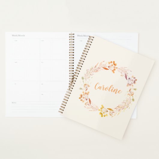 Herfst Bloemen Waterverf krans monogram Planner (Display)