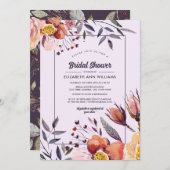 Herfst Bloemen Waterverf Plum Vrijgezellenfeest Kaart (Voorkant / Achterkant)