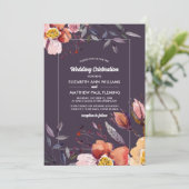 Herfst Bloemen Waterverf Prunus Bruiloft Kaart (Staand voorkant)