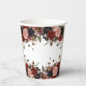 Herfst Bloemen Waterverf Roos Papieren Bekers (Voorkant)