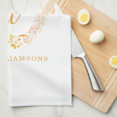 Herfst Bloemen Waterverf Rustiek Gepersonaliseerde Theedoek (Quarter Fold)