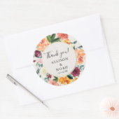 Herfst Bloemen waterverf Rustieke Bourgondische gu Ronde Sticker (Envelop)
