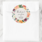 Herfst Bloemen waterverf Rustieke Bourgondische gu Ronde Sticker (Tas)