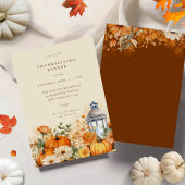 Herfst Bloemen Waterverf Thanksgiving Diner Kaart