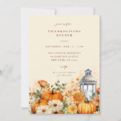 Herfst Bloemen Waterverf Thanksgiving Diner Kaart (Voorkant)