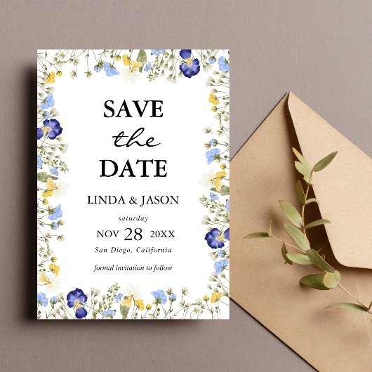 Herfst Bloemen Waterverf Trouwen Save The Date Kaart