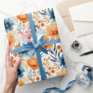 Herfst Bloemen Waterverf Verjaardagscadeau Cadeaupapier