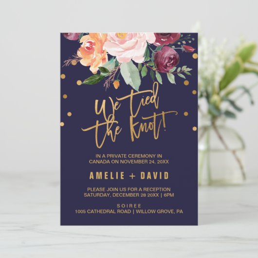 Herfst Bloemen We Zijn Getrouwd Elopement Ontvangs Kaart (Staand voorkant)