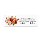 Herfst Bloemen Wedding Retour Adres Label Wit (Voorkant)
