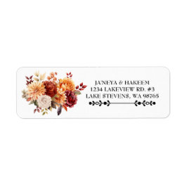 Herfst Bloemen Wedding Retour Adres Label Wit