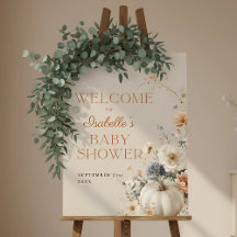 Herfst bloemen welkomstbord voor baby shower met p