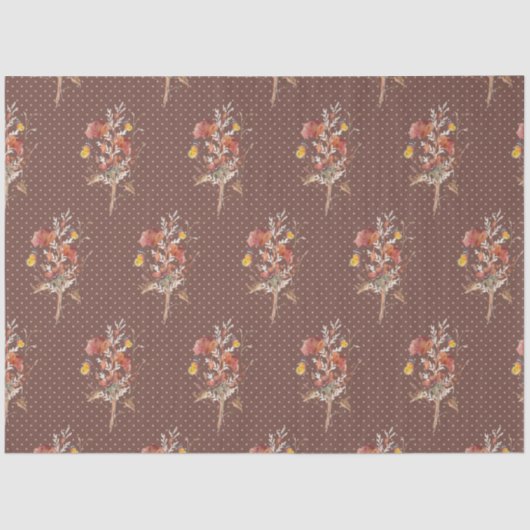 Herfst Bloemen Wildbloem Vlinder Bruin Decoupage Tissuepapier (Voorkant)