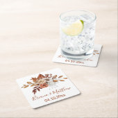 Herfst Bloemen Wit Vierkant Papier Onderzetter (Insitu)