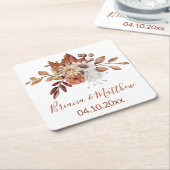 Herfst Bloemen Wit Vierkant Papier Onderzetter (Schuin)