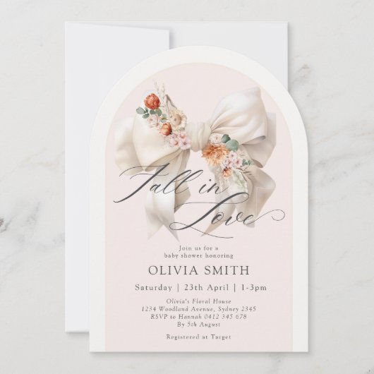 Herfst Bloemen Witte Boog Herfst in Liefde Baby sh Kaart (Voorkant)