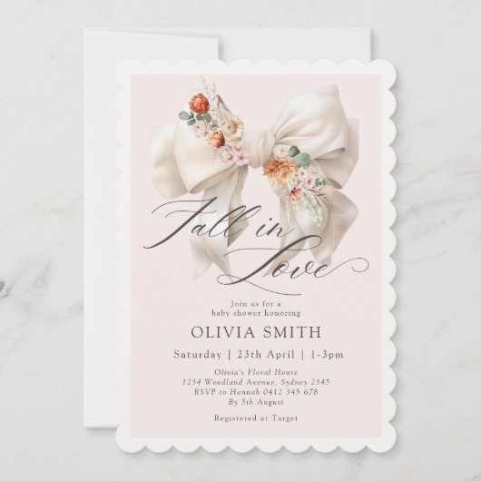 Herfst Bloemen Witte Boog Herfst in Liefde Baby sh Kaart (Voorkant)