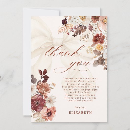 Herfst Bloemen Witte Boog Vrijgezellenfeest Bedankkaart (Voorkant)