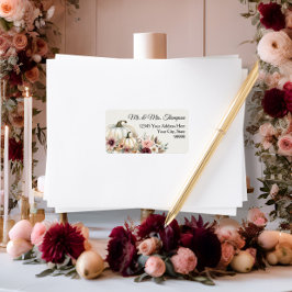 Herfst Bloemen Witte Pompoen Bourgogne Retour Adre Etiket