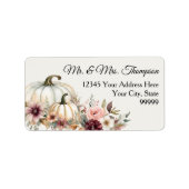 Herfst Bloemen Witte Pompoen Bourgogne Retour Adre Etiket (Voorkant)