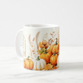 Herfst Bloemen Witte Pompoen Thanksgiving Diner Koffiemok (Voorkant links)