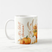 Herfst Bloemen Witte Pompoen Thanksgiving Diner Koffiemok (Links)