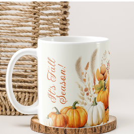 Herfst Bloemen Witte Pompoen Thanksgiving Diner Koffiemok