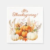 Herfst Bloemen Witte Pompoen Thanksgiving Diner Servet (Voorkant)