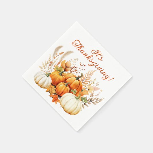 Herfst Bloemen Witte Pompoen Thanksgiving Diner Servet (Hoek)