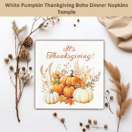 Herfst Bloemen Witte Pompoen Thanksgiving Diner Servet