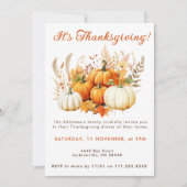Herfst Bloemen Witte Pompoen Thanksgiving Dinner Kaart (Voorkant)