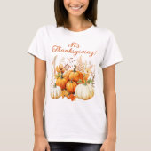 Herfst Bloemen Witte Pompoen Thanksgiving Gift T-shirt (Voorkant)