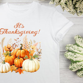 Herfst Bloemen Witte Pompoen Thanksgiving Gift T-shirt