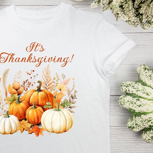 Herfst Bloemen Witte Pompoen Thanksgiving Gift T-shirt