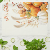 Herfst Bloemen Witte Pompoen Thanksgiving Theedoek (Gevouwen)