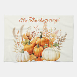 Herfst Bloemen Witte Pompoen Thanksgiving Theedoek