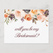 herfst bloemen zal je mijn bruidsmeisje kaart (Voorkant)